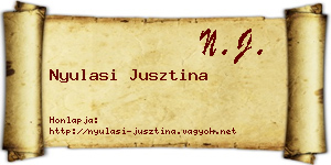 Nyulasi Jusztina névjegykártya